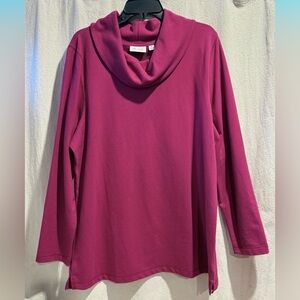 Denim&Co Magenta Cowl Neck Sweater